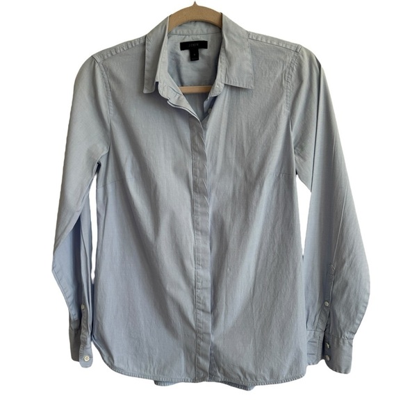 J.Crew Light Blue Button Down Top, Size 6 - Picture 1 of 5